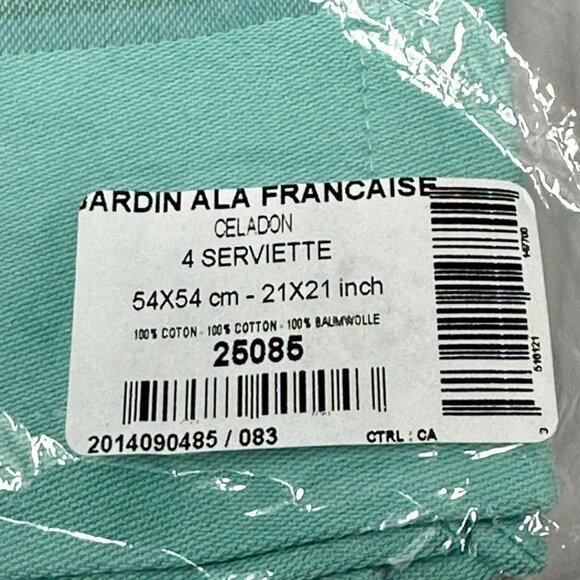 Garnier-Thiebaut Napkins Celadon Cotton 21 x 21 Inch Jardin Ala Francaise Set 4 - Picture 3 of 8